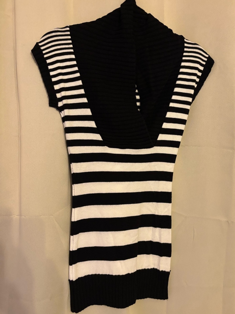 VTG Y2K Say What? Black Ribbed cardigan/Mini Dress Cotton Blend